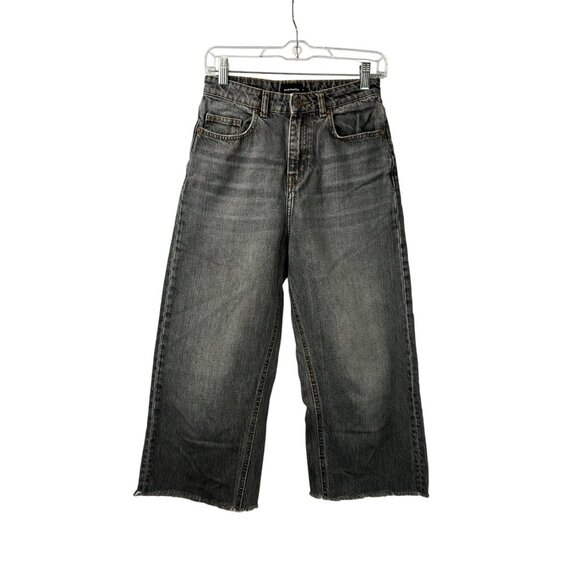 Frank And Oak Women’s Size 27 Nina Wide Leg Jambe Large Black Raw Frayed Hem - Picture 1 of 16